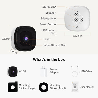 GIRAFIT 3MP 2K Window Camera,WiFi Indoor Cam